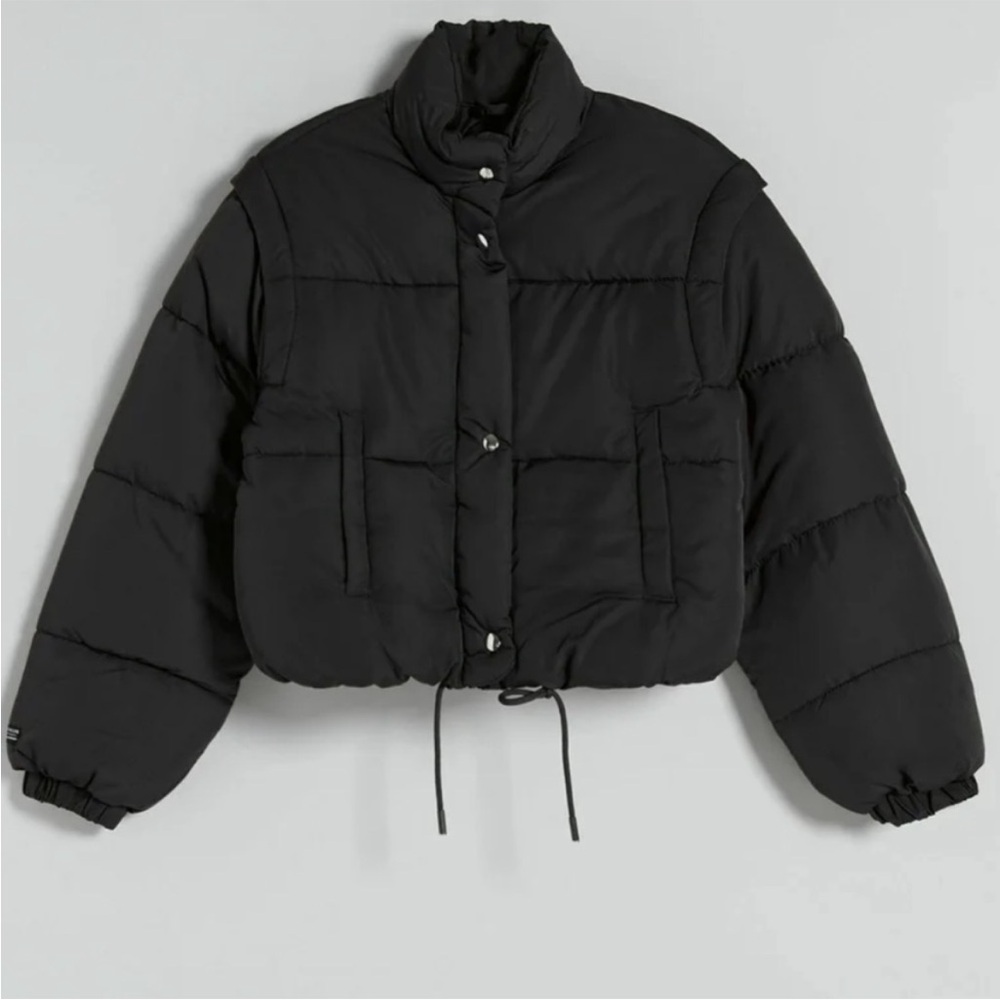 Black Puffer Crop Jacket - Bershka women's black puffer jacket coat extra small